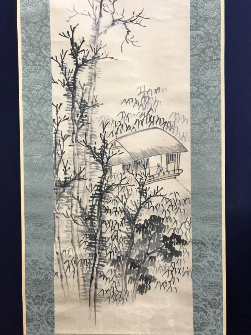 【真作】日根対山/日少年/山水人物画賛/山水図/掛軸/名家伝来/AD-884