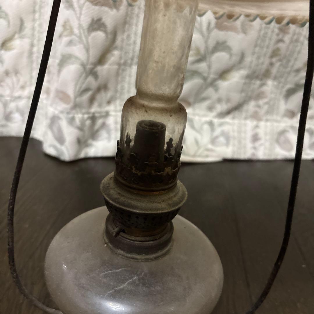 アンティークオイルランプ クリーム色