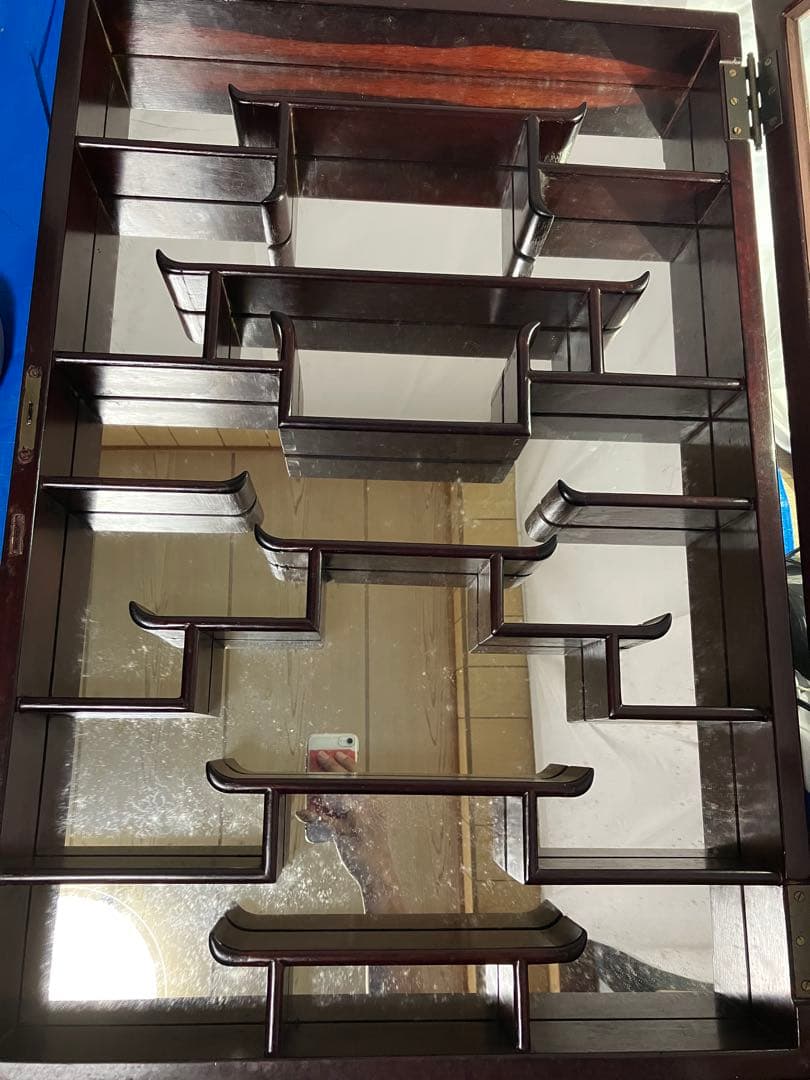 【Y1004】飾り棚 唐木 中国 古美術 アンティーク ビンテージ 鏡 壁掛け