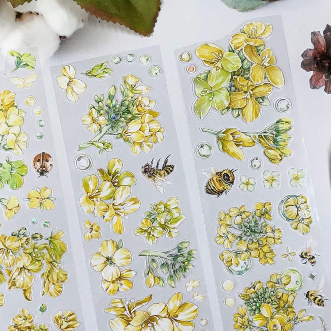 贝壳光 花虫渡 ダイカット加工 6cm×5m 海外マスキングテープ