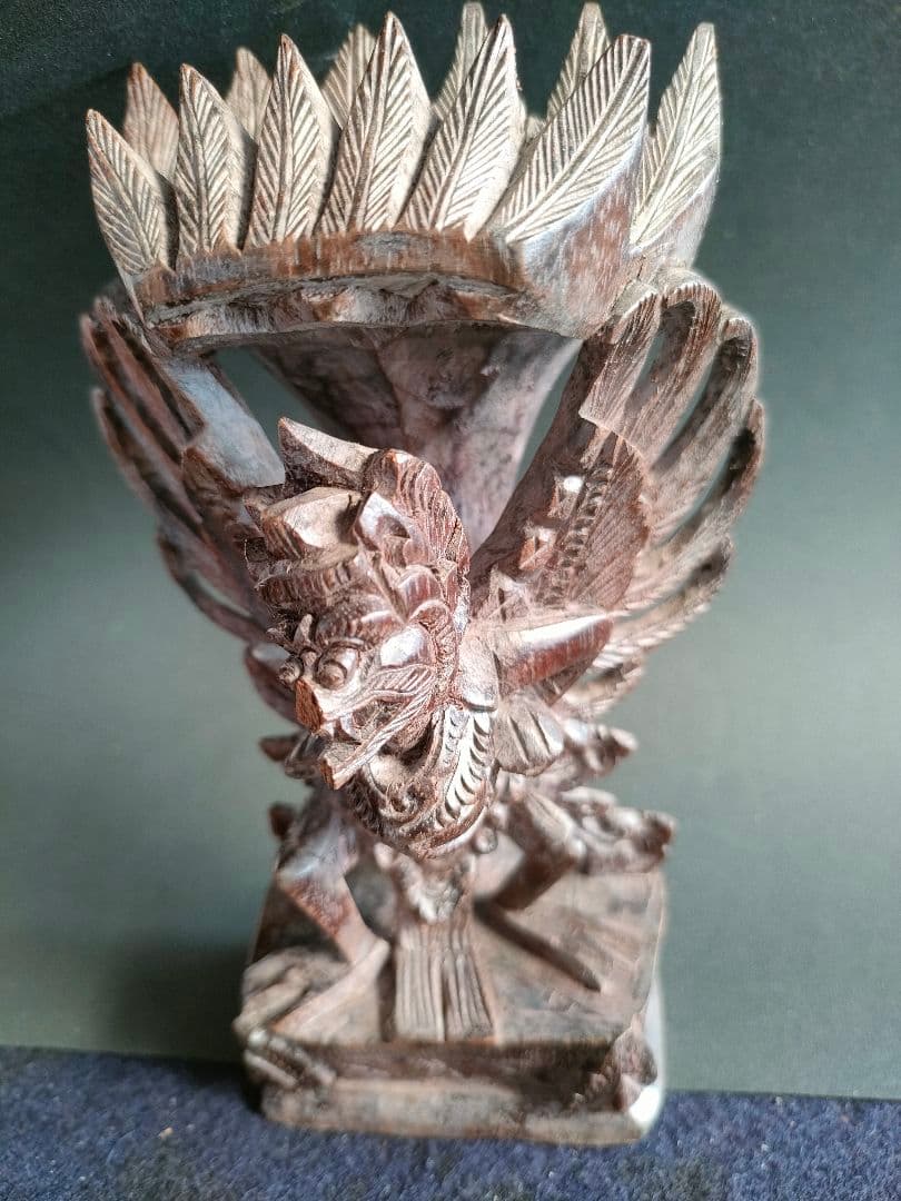 ●【一点物アジアン木彫神像カルラ守護神像バリ島風ハンドカービングヴィンテージ調