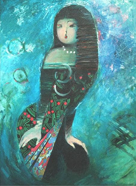 油絵 菅家令子 絵 絵画 インテリア P12-010201 人物 女性像