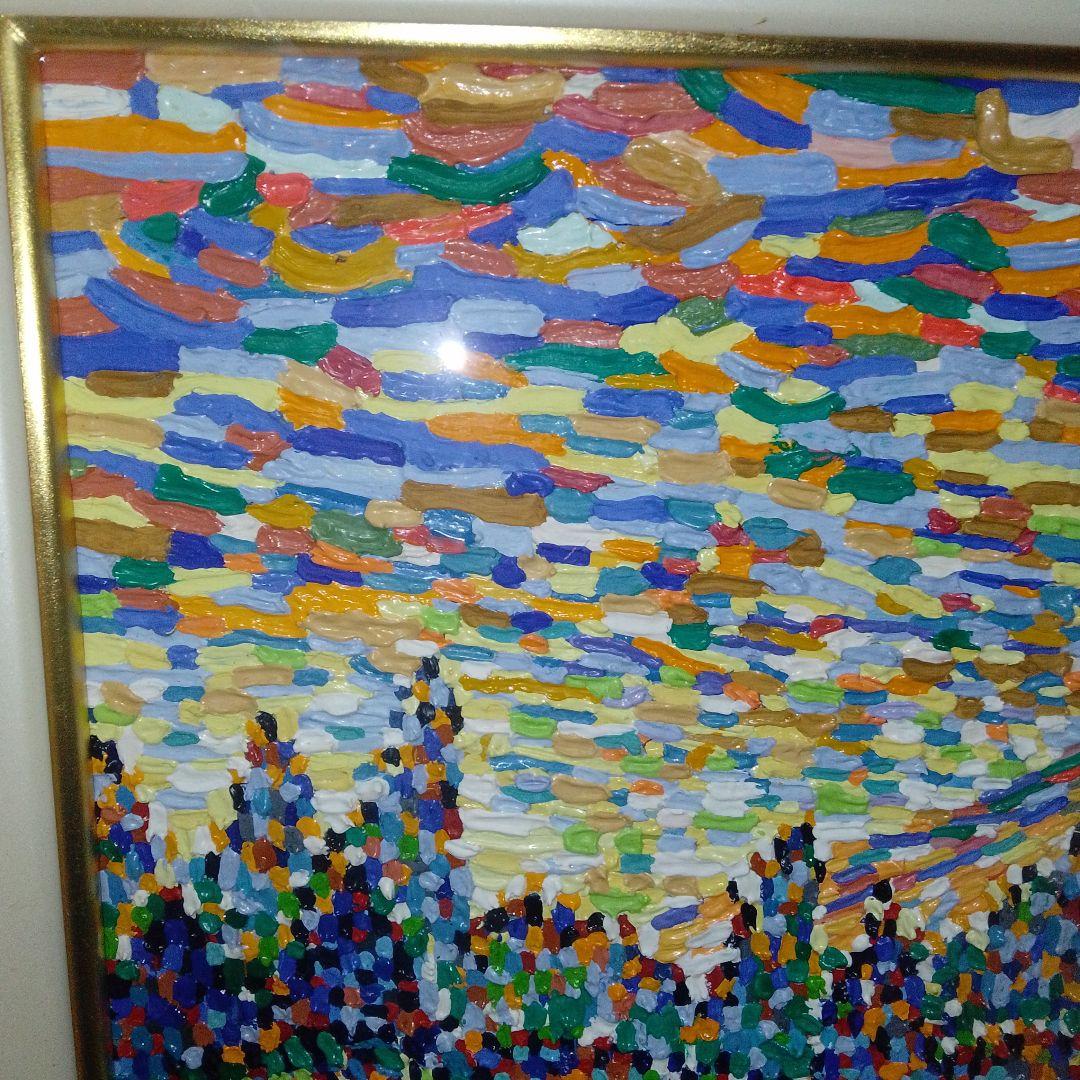 富士山 アクリル画？ F6 ダイヤモンド富士 点描画家