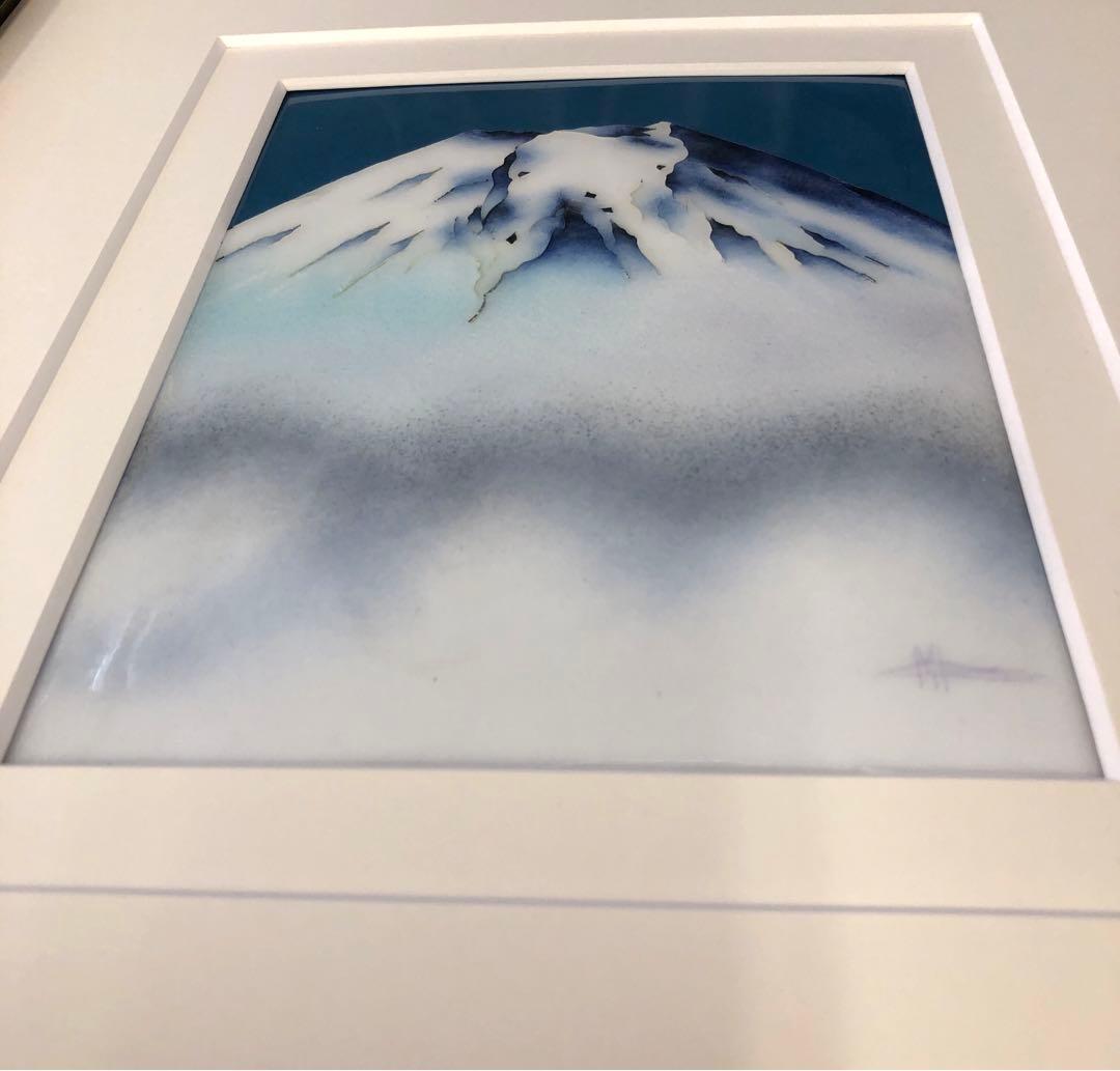 七宝焼 青富士 絵画 CLOISONNE Blue Fuji