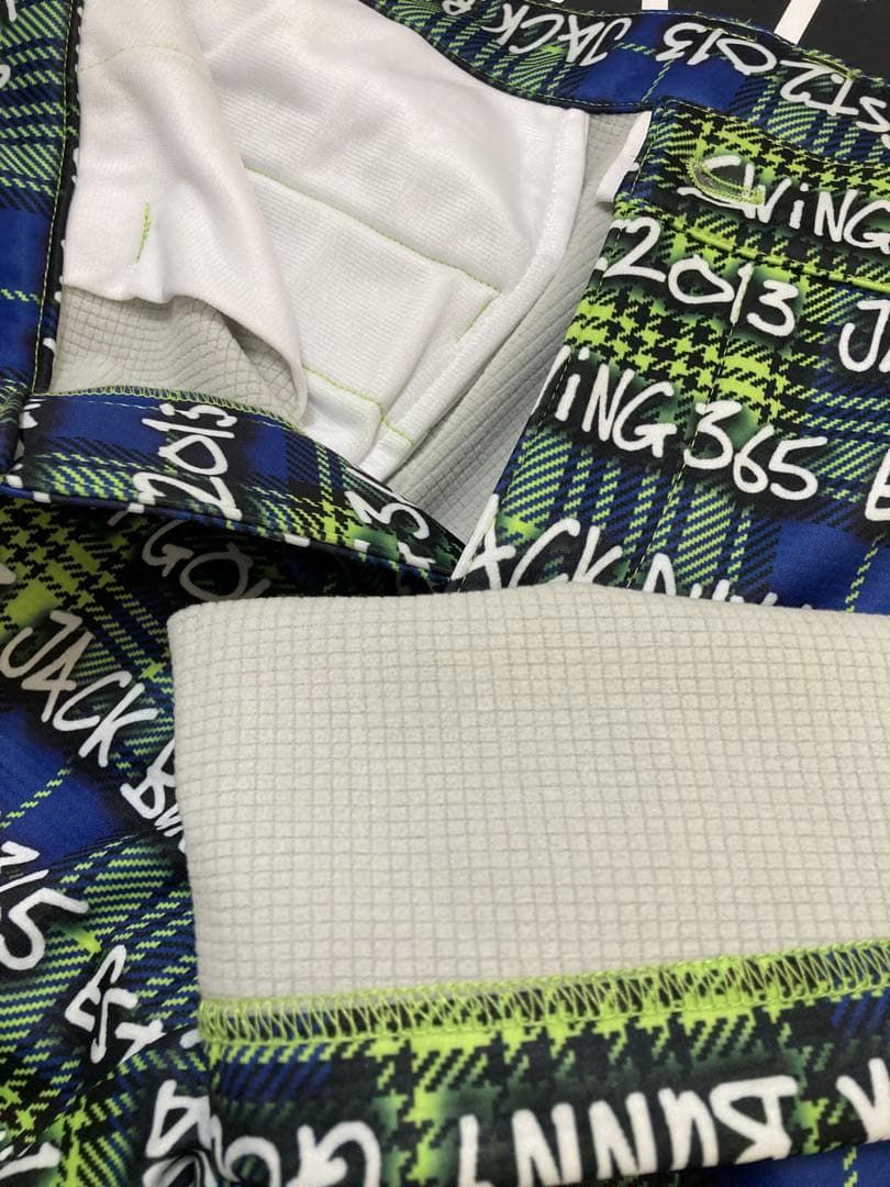 新品 パーリーゲイツ ジャックバニー ドビー二重織り裏起毛パンツ(4)M/ライム