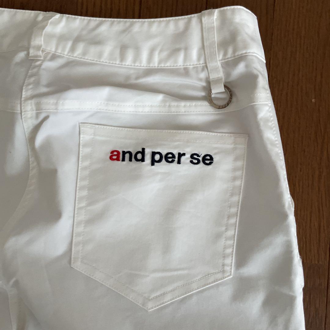 新品　アンパスィ　and per se ホワイトパンツ　ゴルフ　レディース