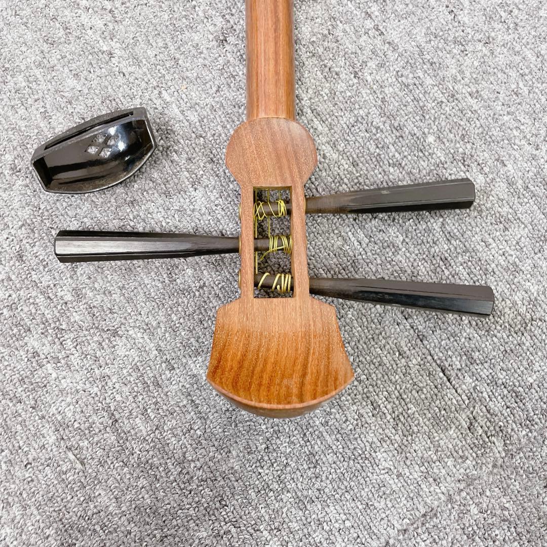 三味線 中棹 花梨 平溝 丸打胴 犬皮 和楽器