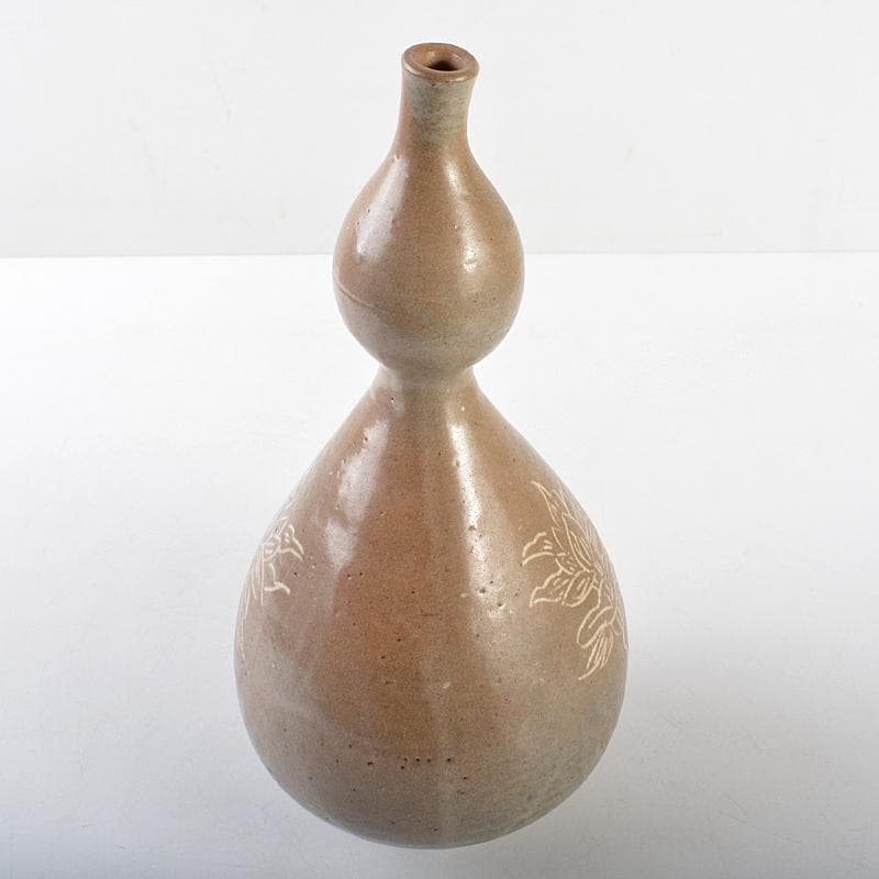 朝鮮美術　李朝　高麗青磁　花文　瓢箪徳利　合せ箱　M　R5657B