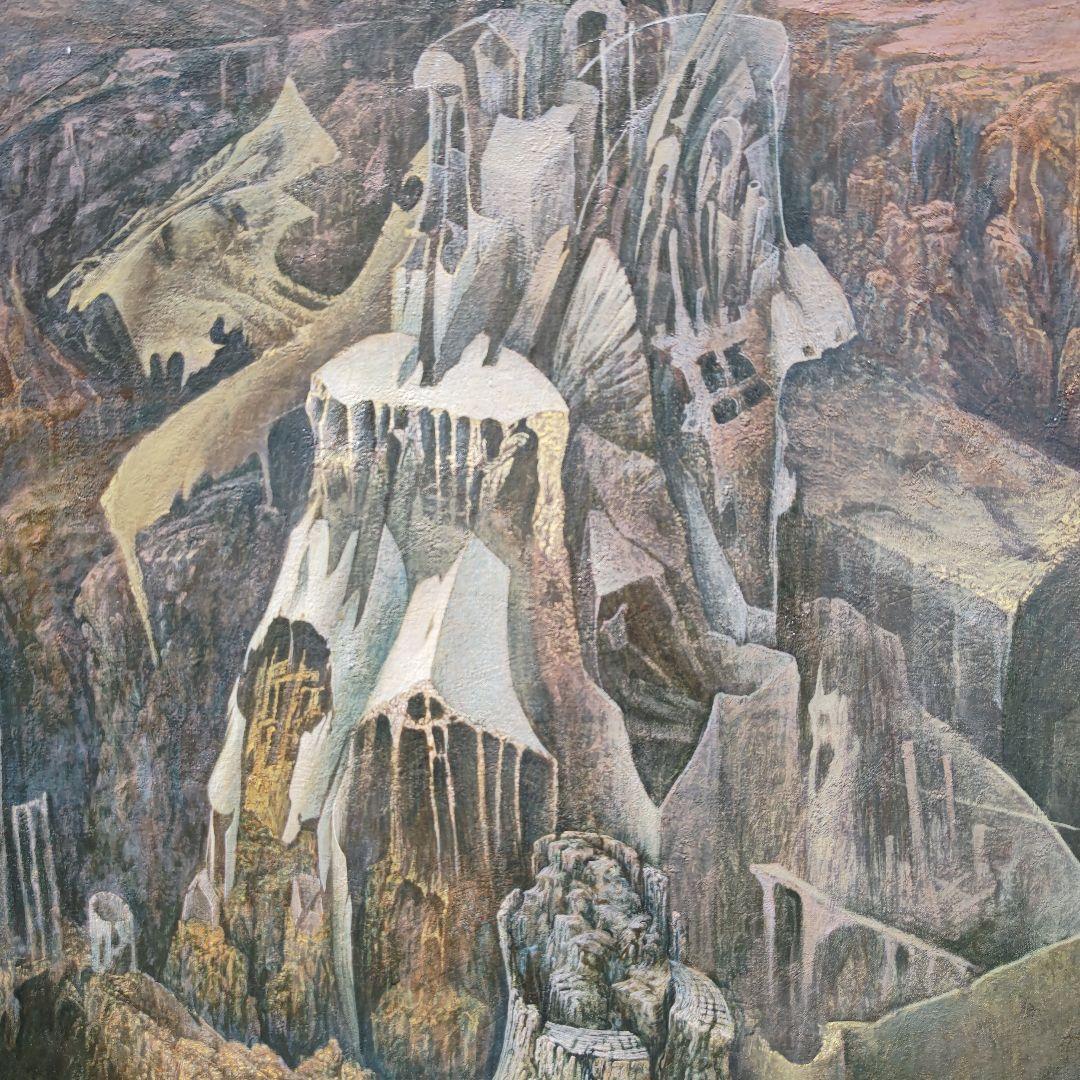 巨大で精緻,ものすごい掘出物！塚本聰「遥かなる地」S100号油彩、独立展出品作