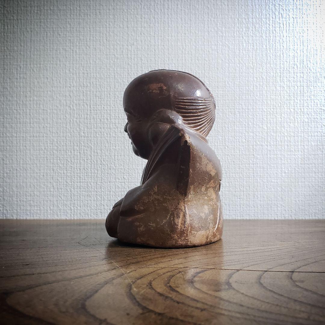 福助　古備前　貯金箱　縁起物　アンティーク　昭和レトロ　骨董品　明治　大正