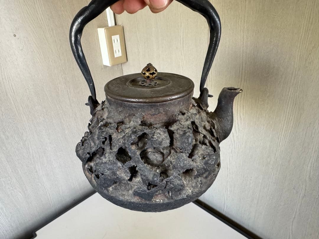 龍文堂 五徳 鉄壷 骨董 時代物 煎茶道具 茶釜 火鉢 囲炉裏 鉄瓶