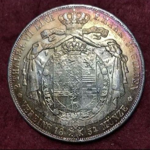 1854年　ヴィルヘルム 2ターレル銀貨　ブラウンシュヴァイク公国(ドイツ)