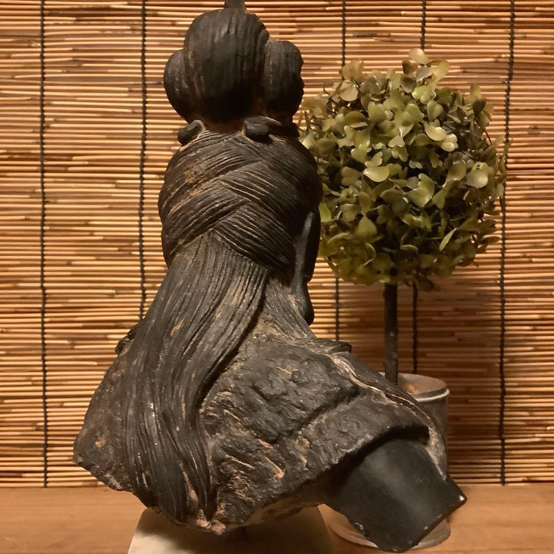 古玩・石像「観音菩薩胸像」仏教美術・観音経・般若心経・功徳・石彫り