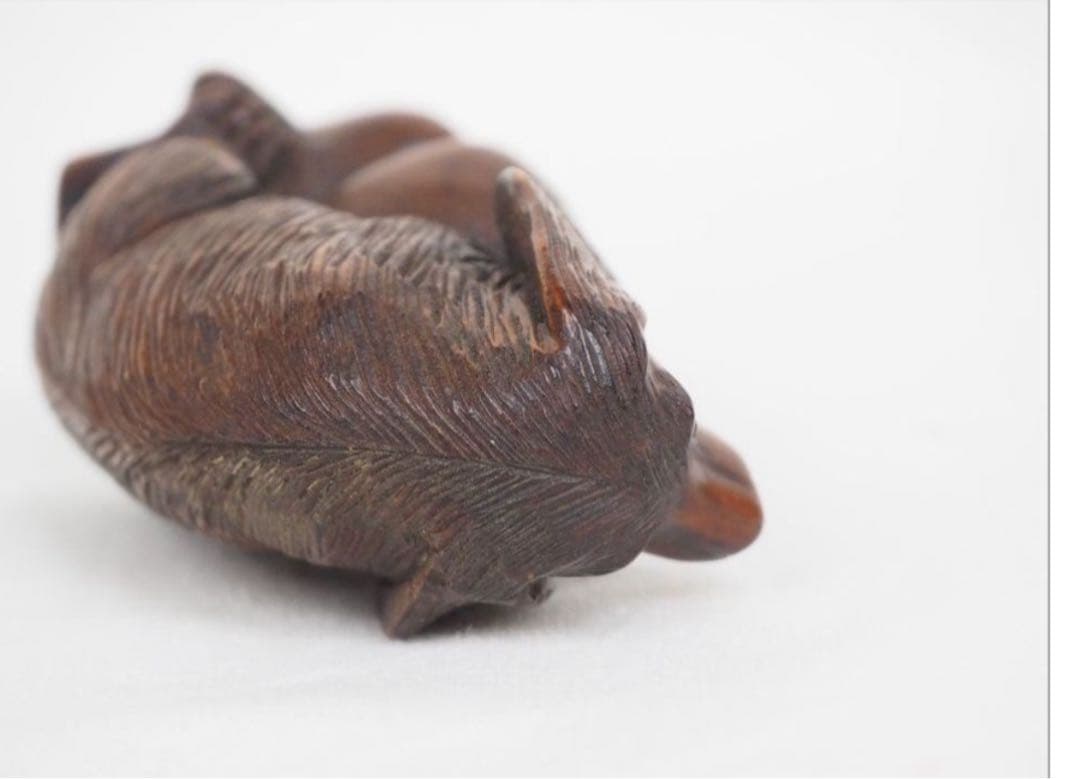 送料無料　時代物　柘植/黄楊　犬根付