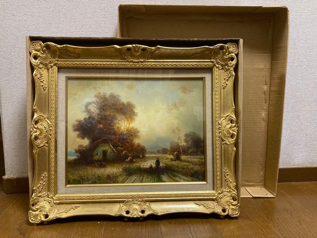 油彩　油絵　真筆　外国風景　[有名作家ワーグナー] サイン有　Ｆ６号