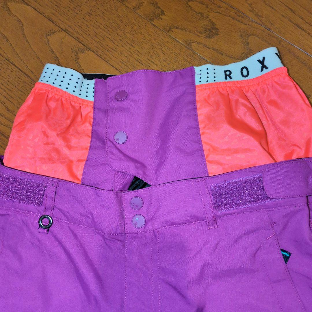 【美品】ROXY　スノボウェア　上下セット　Ｓ　総柄　ロゴ　パープル