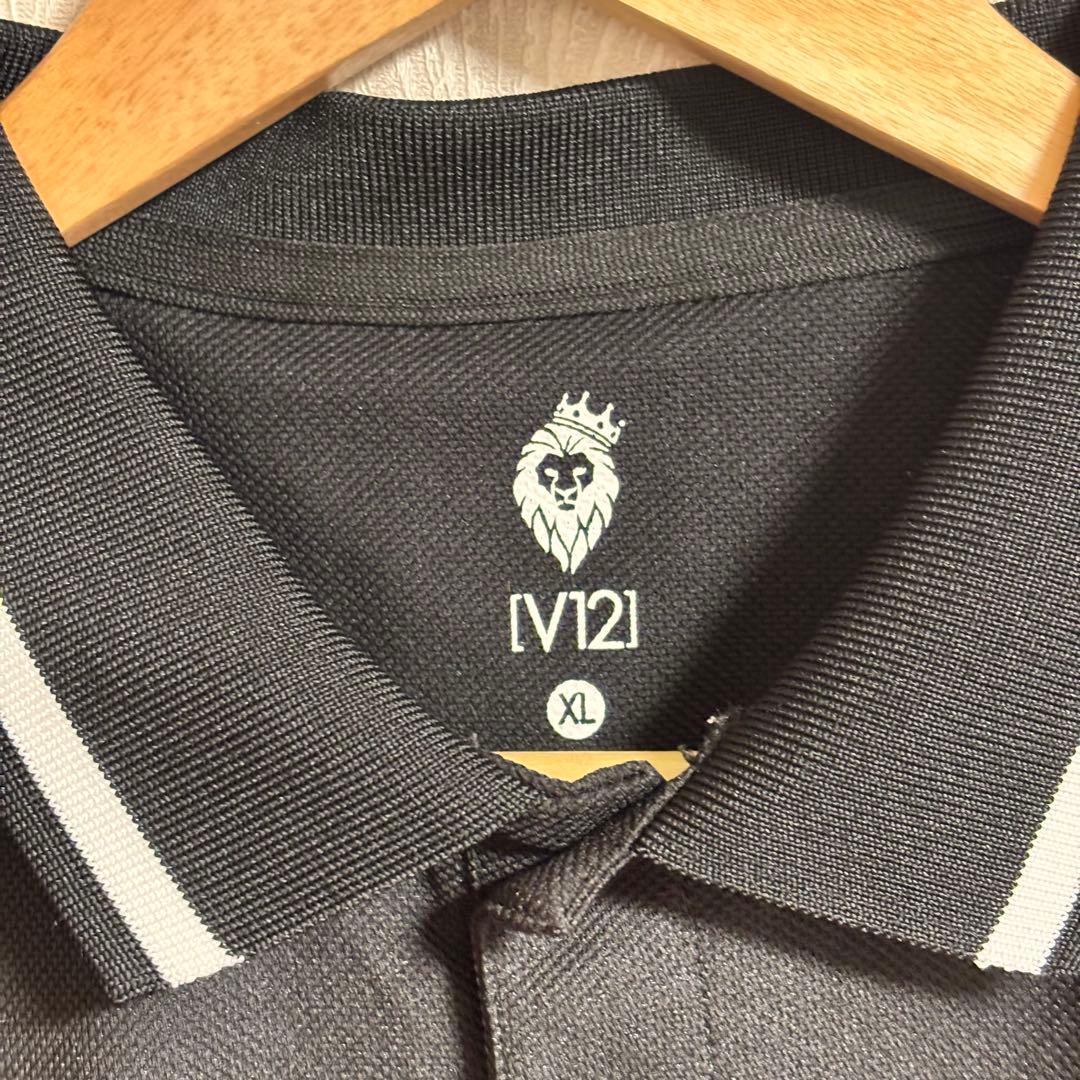 V12 LIB OUT POLOゴルフウェア ポロシャツ 半袖 黒 XL