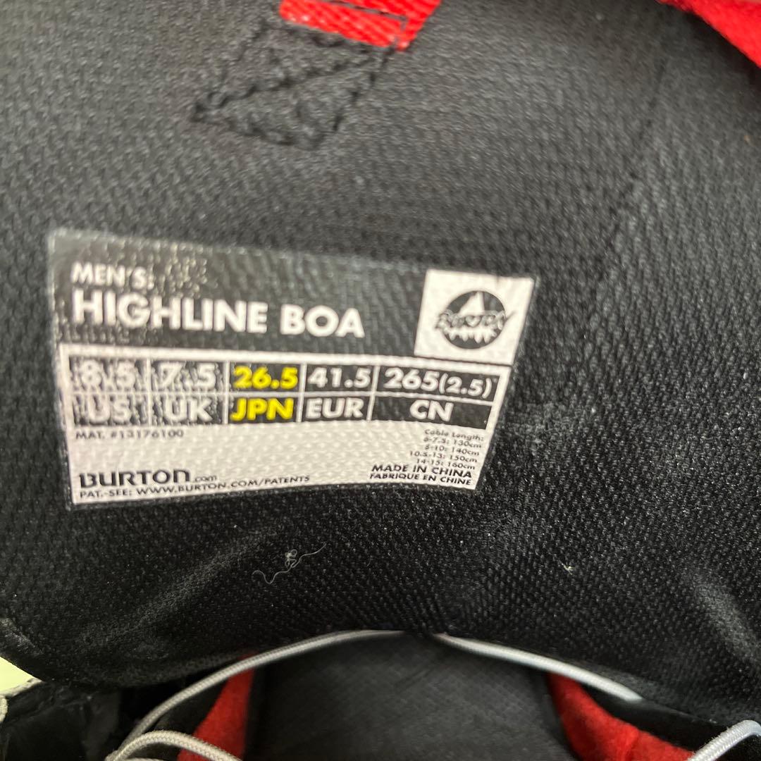 Burtonスノーボードブーツ、HIGH LINE 初級者向けBOA、26.5