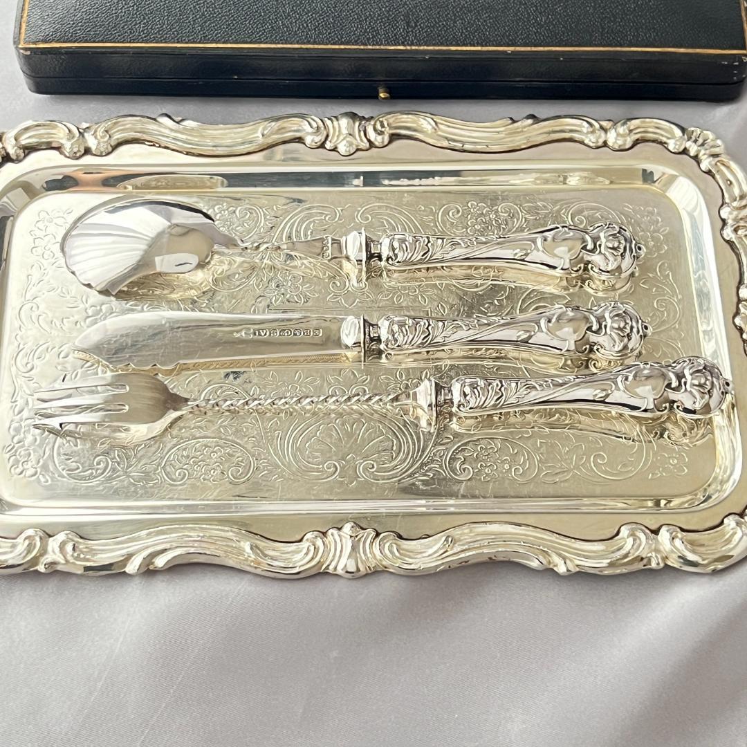 【英国】【純銀ハンドル】プレザーブスプーン / ピクルスフォーク /バターナイフ