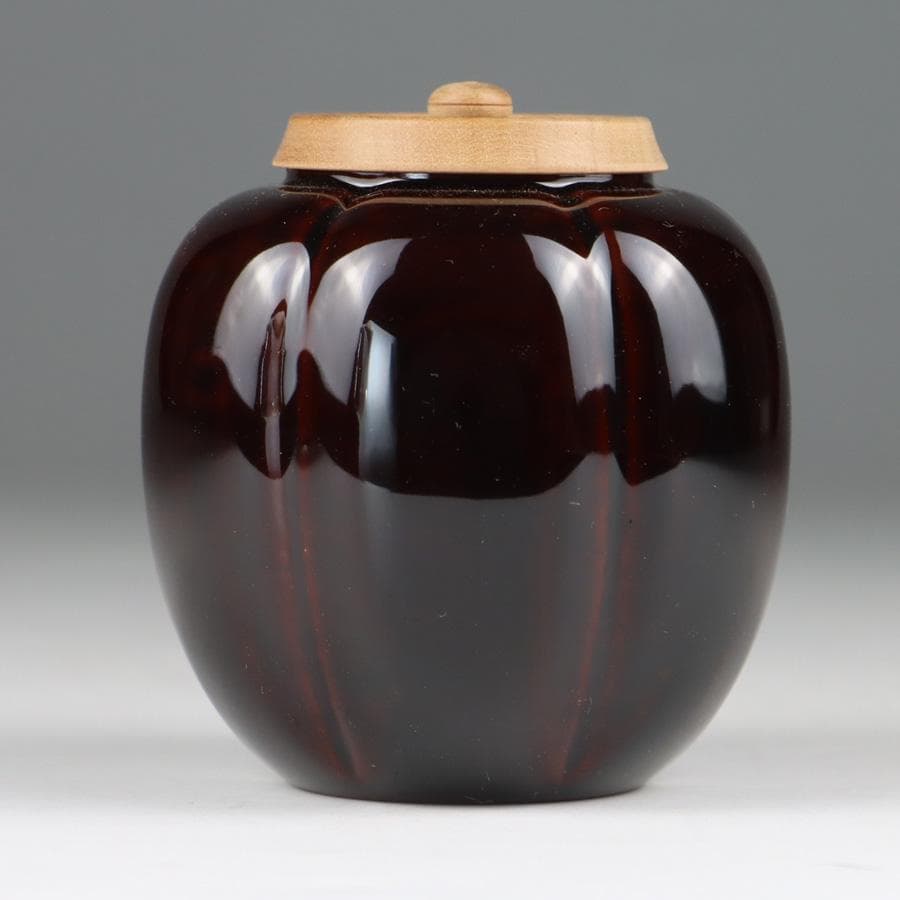 Y2888-3 茶道具 中村宗悦 如心斎好写 阿古陀茶入 共箱・仕覆 　　＃13