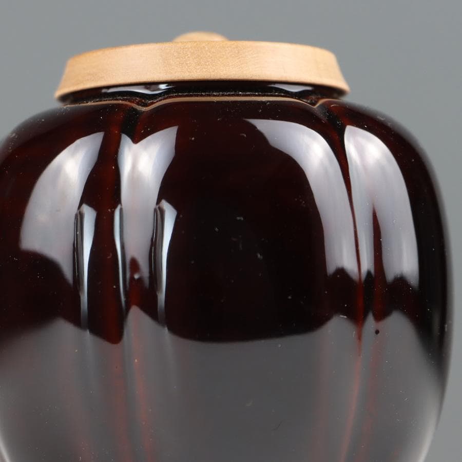 Y2888-3 茶道具 中村宗悦 如心斎好写 阿古陀茶入 共箱・仕覆 　　＃13