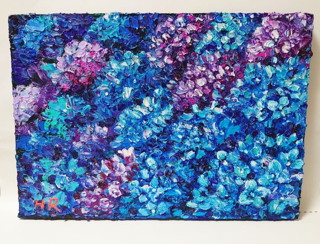 油絵 絵画【紫陽花畑】