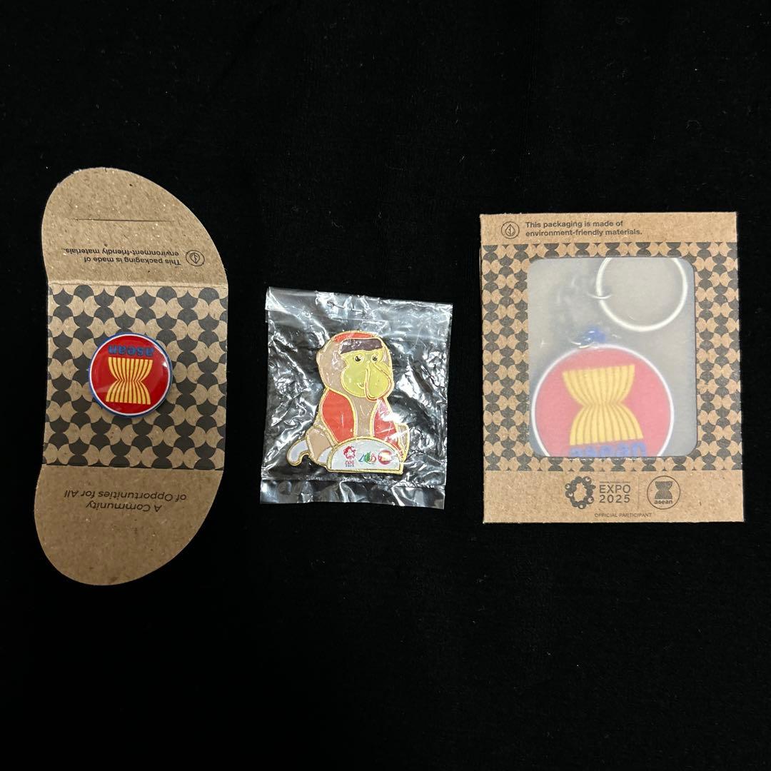 ASEAN大阪関西万博2025猿の金属製ピンバッジアセアンピン