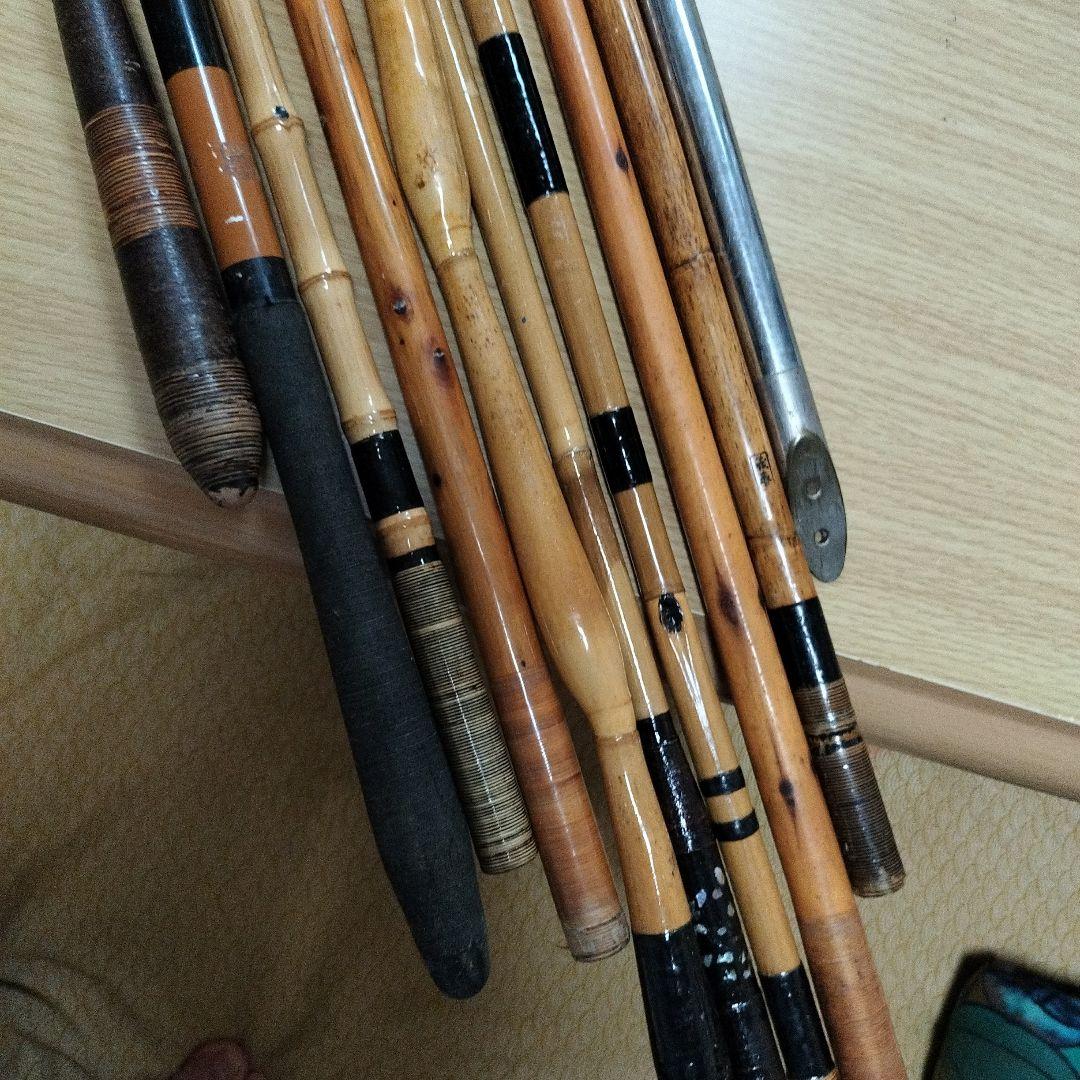 へらぶな竿掛け　玉網の柄　他　10本