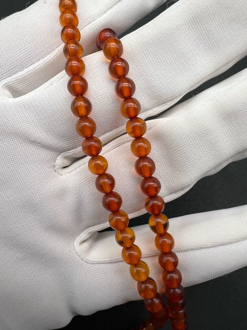 ヴィンテージ ネックレス 琥珀 ペンダント K18 アンティークアクセサリー