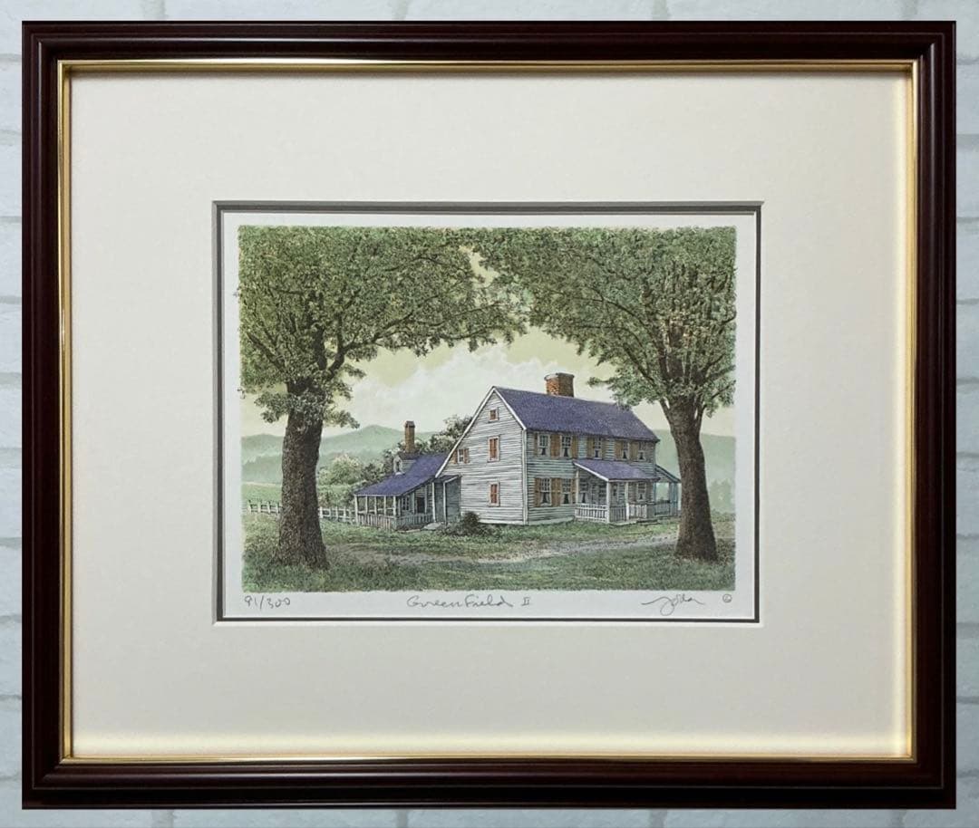 織田義郎 草原の家 Green Field Ⅱ アメリカ 絵画 版画 リトグラフ