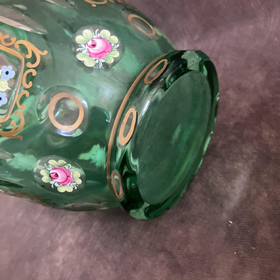 エナメル彩 ボヘミアガラス花瓶21cm29176