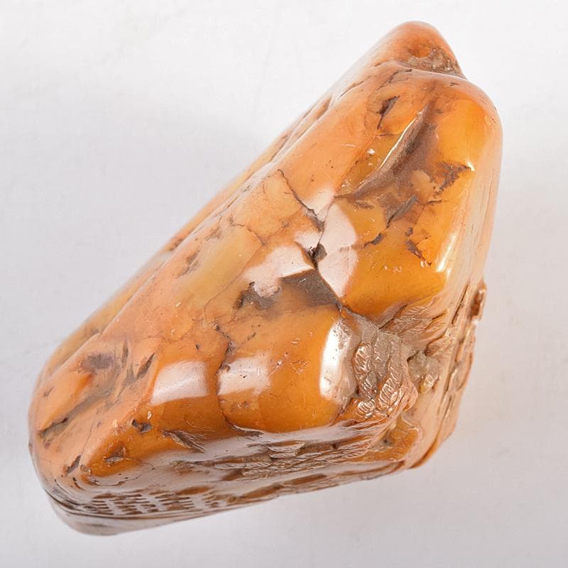 中国　篆刻　玉石田黄石彫刻　山水刻　印材　置物　Y　R8542