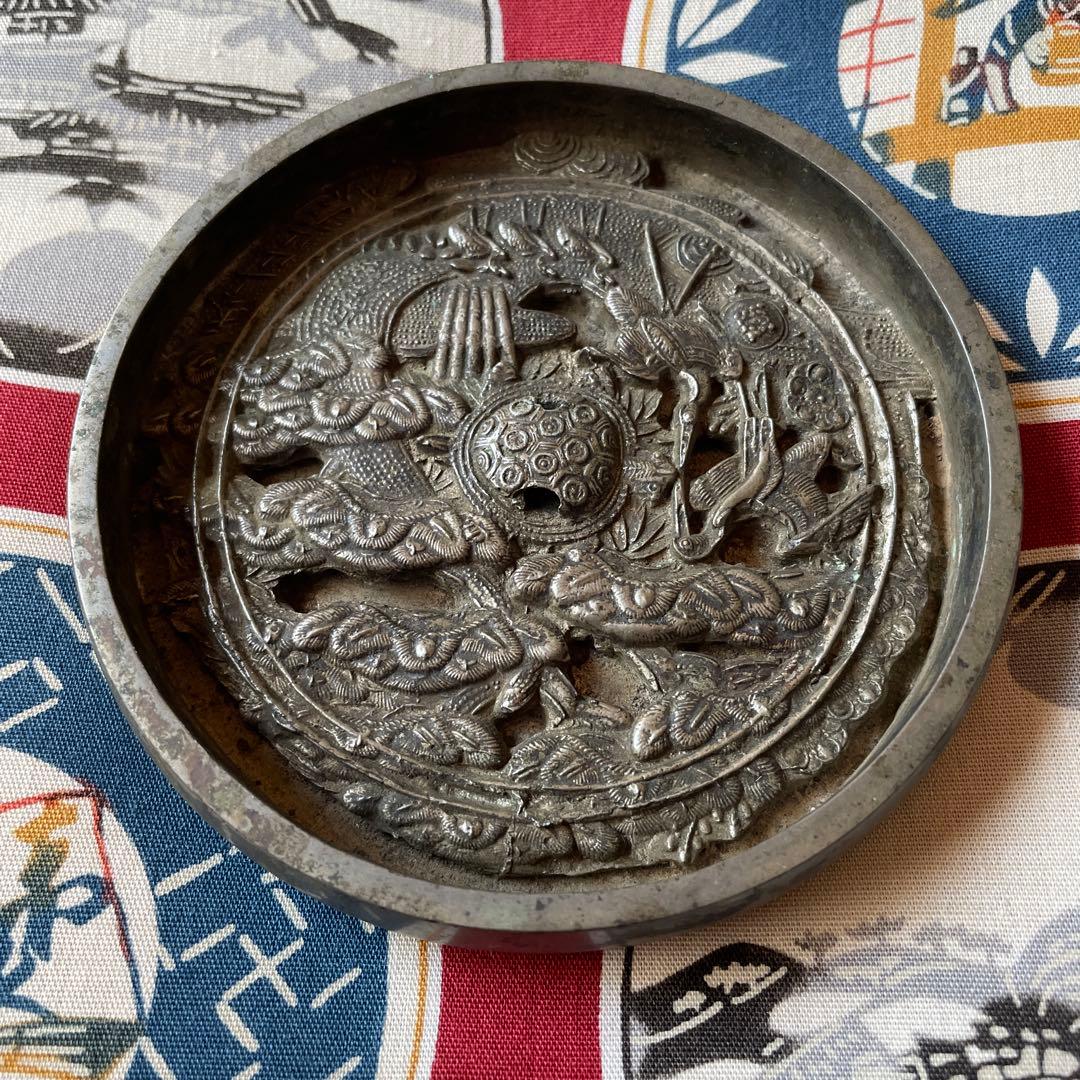 青銅鏡　鶴　亀　松