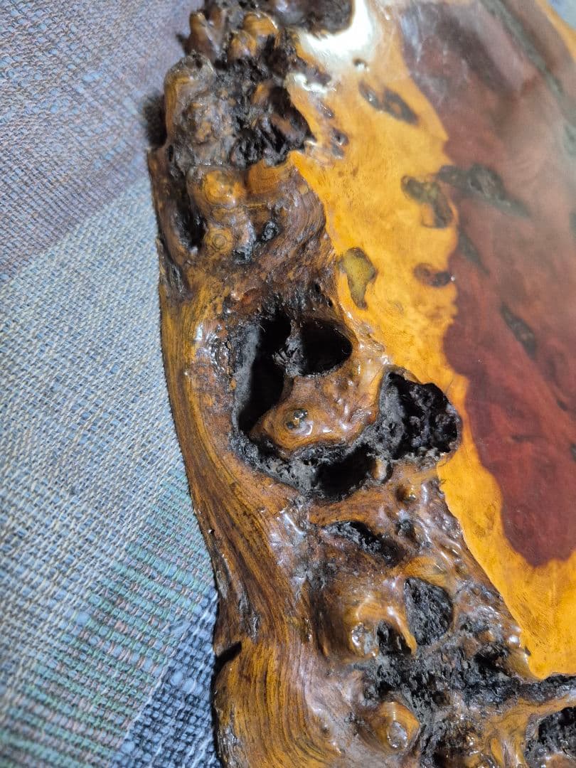 約2.1㎏ 花梨　瘤杢　天然木　花台　敷板　香台　盆栽台