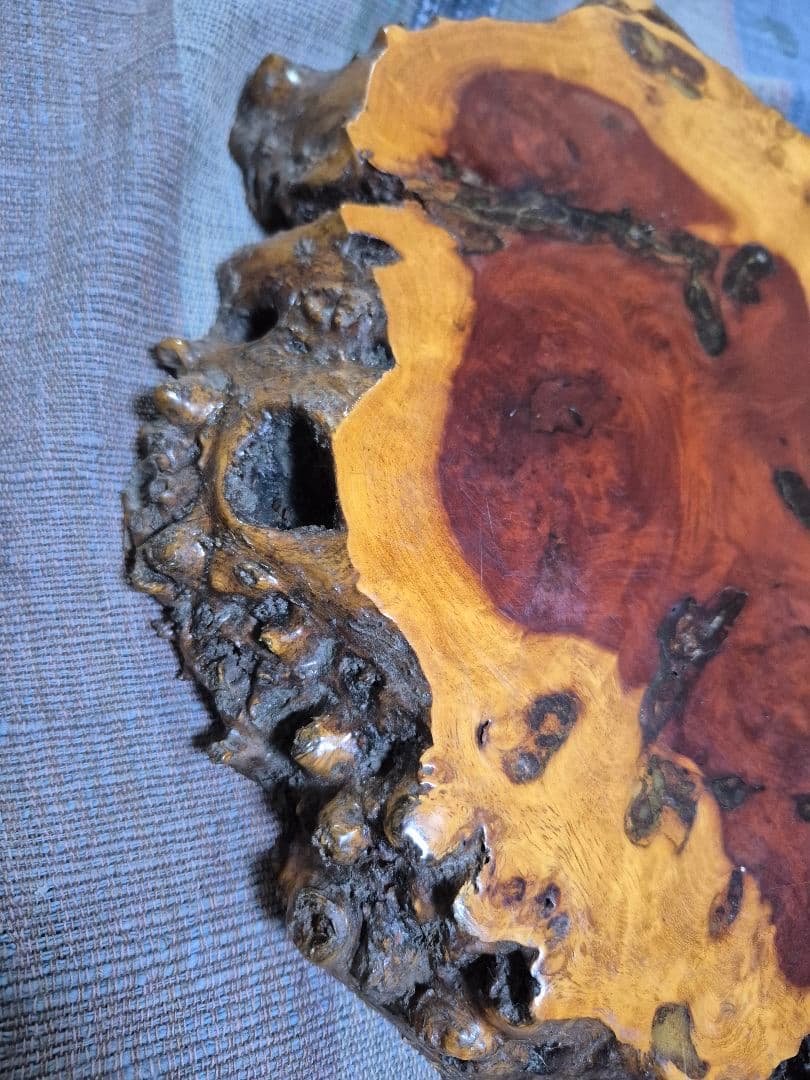 約2.1㎏ 花梨　瘤杢　天然木　花台　敷板　香台　盆栽台