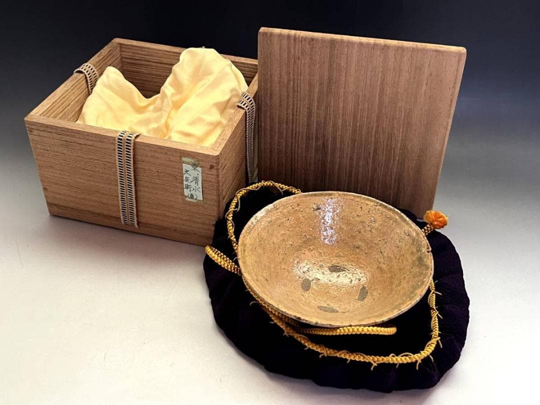 茶碗■清水六兵衛 古京焼 京、古清水 夏茶碗 古いお茶道具 仕覆 時代物 骨董■