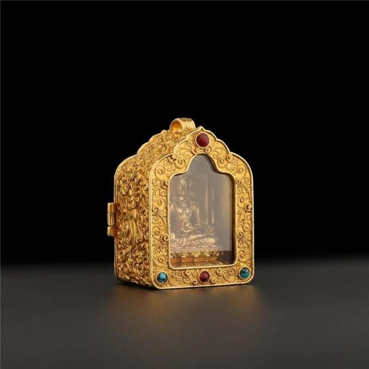 銅 細工 小さな仏壇 工芸品 美術品 置物