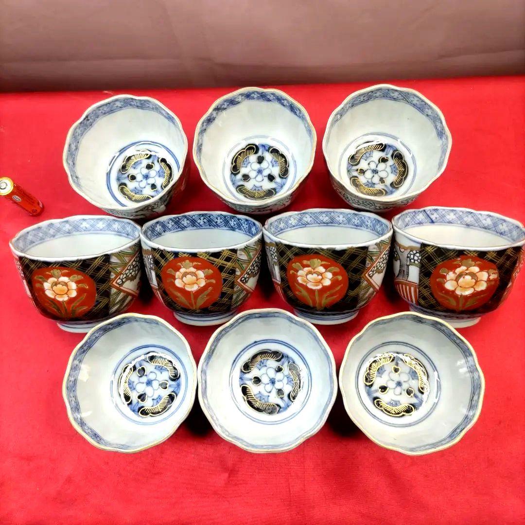 有田焼　伊万里焼　古伊万里　金彩　色絵　向付　蕎麦猪口　湯呑み　10客セット　②