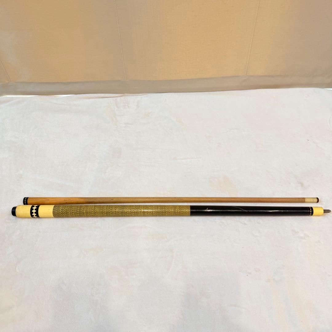ビリヤードキュー 2ピース 糸巻きグリップ 木製シャフト 中古
