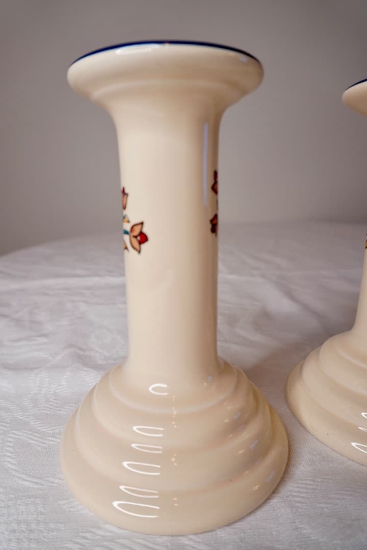 イギリス ヴィンテージ 陶器のキャンドルスタンド ペア