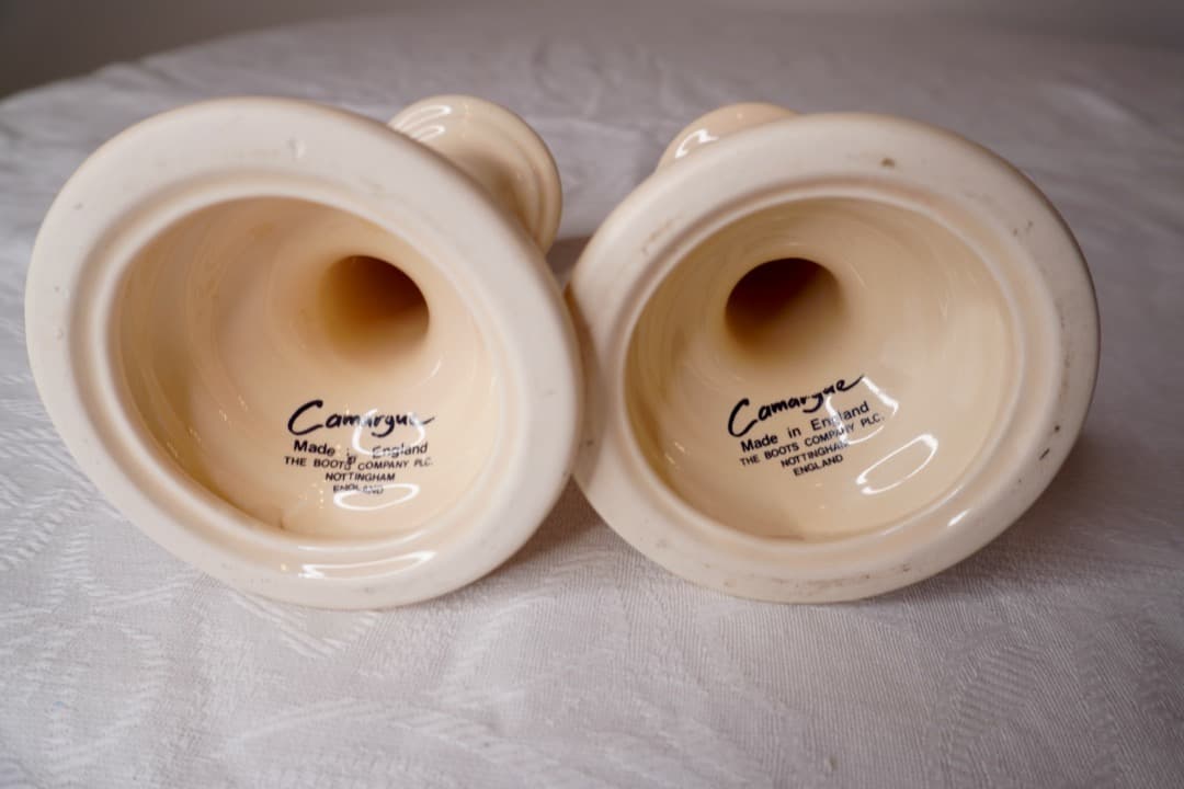 イギリス ヴィンテージ 陶器のキャンドルスタンド ペア