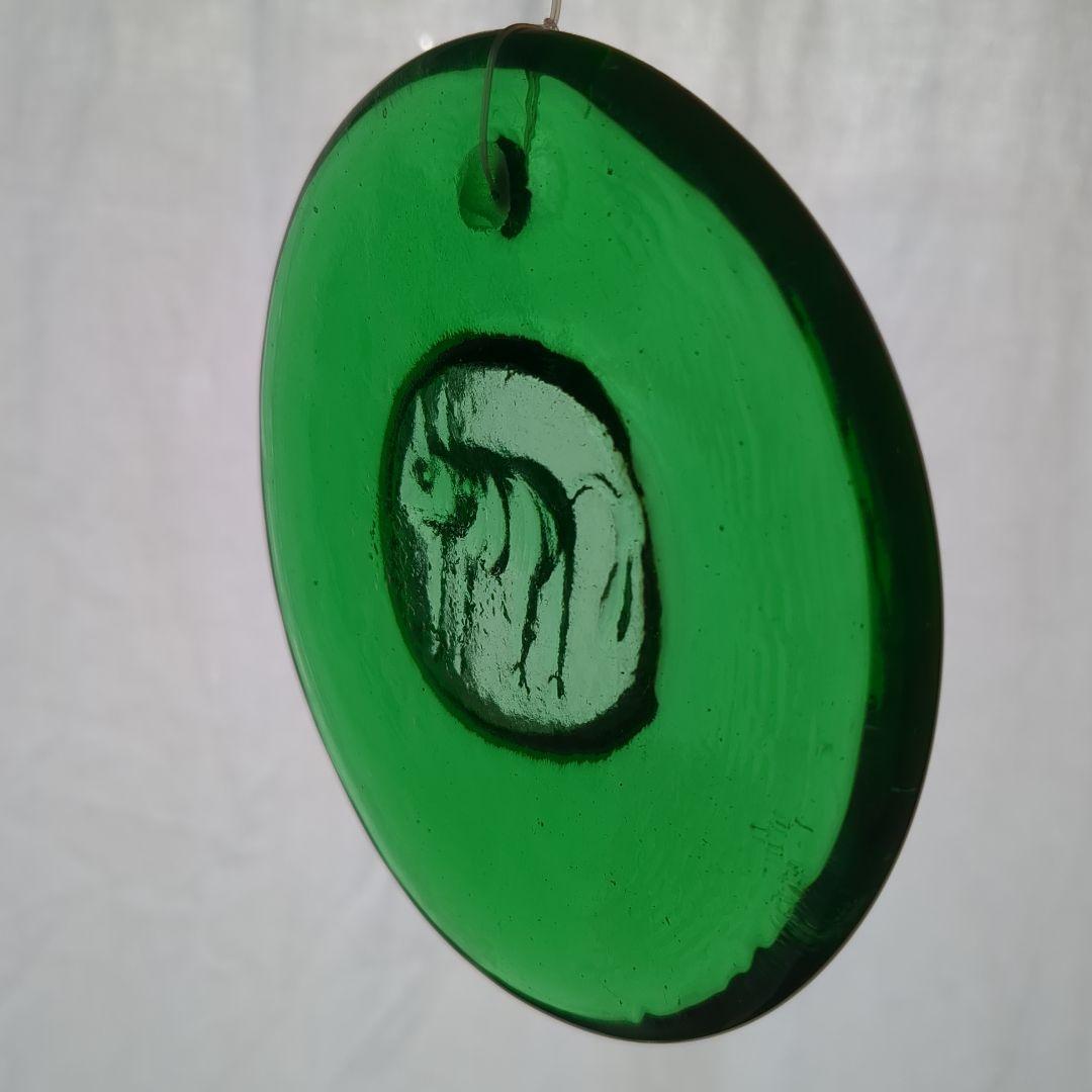 エリック・ホグラン サンキャッチャー 猫 グリーン