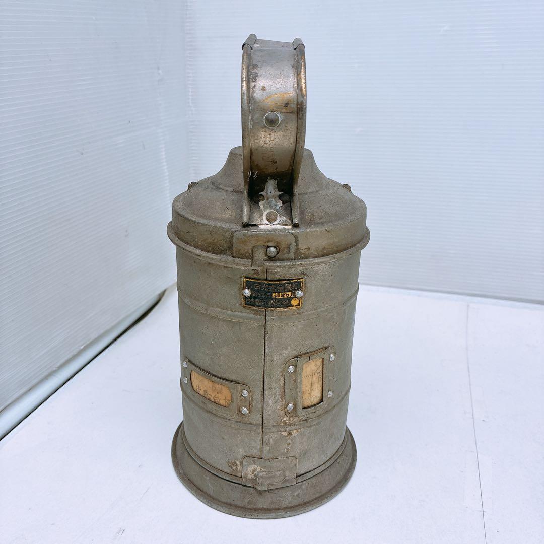古い 鉄道用 カンテラ 合図灯 ランタン 金属製 レンズ付き 手持ち式 照明