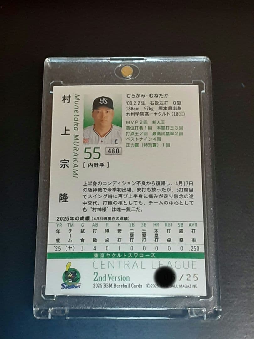 【25枚限定】村上宗隆　2025　2nd Version赤箔サイン入り海外注目