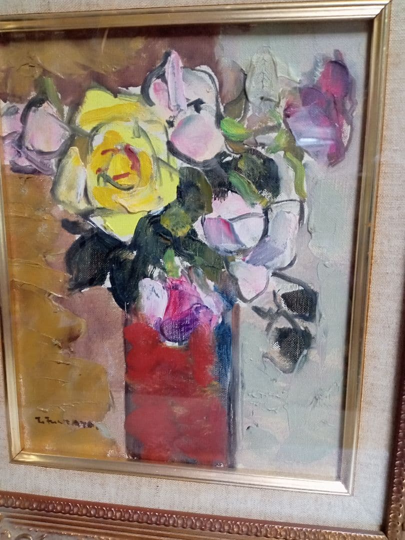 号２６万円作家深谷徹のＦ4号直筆ばらです