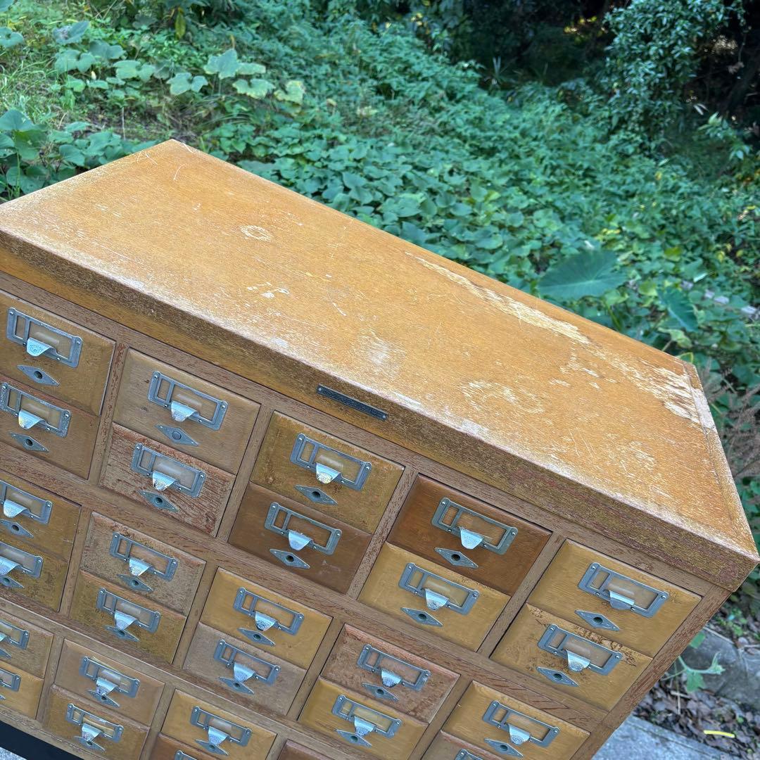 昭和レトロ　伊藤伊　積重型カード容器　30引出し　図書館　収納棚　カードケース