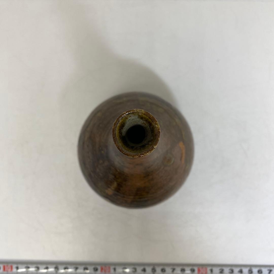 人間国宝 松井康成作 灰釉鶴首花生 共箱 高さ約19cm タトニ