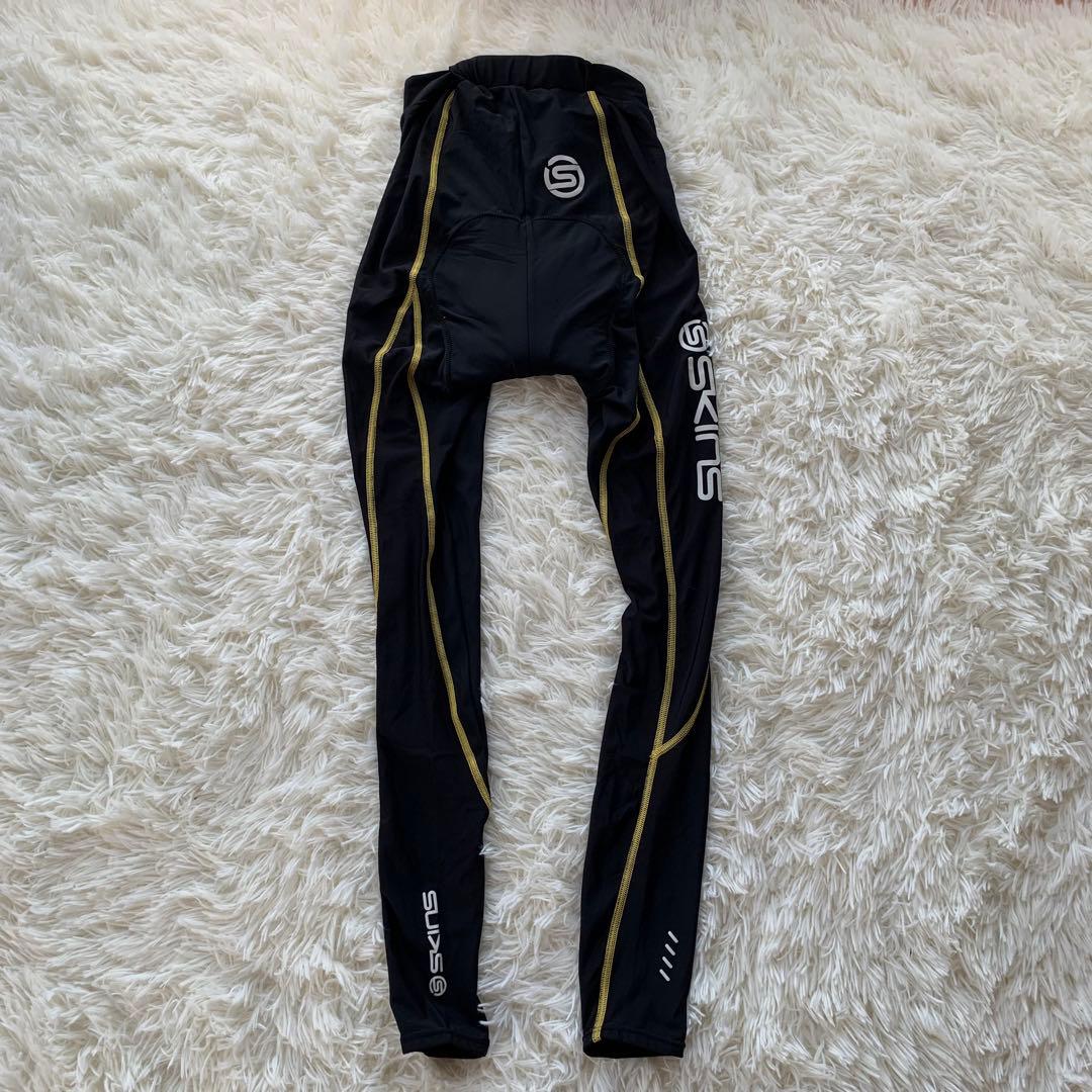 【人気】美品 SKINS サイクルウェア ロングタイツ 3点セット XS