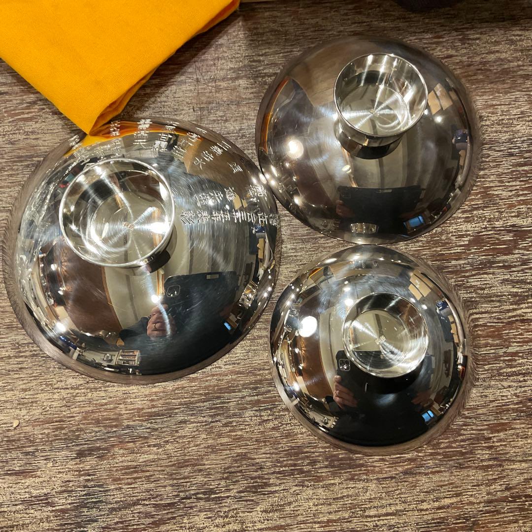 未使用！銀盃 銀杯 純銀 御盃 SILVER 銀 杯 盃 共箱 3個セット