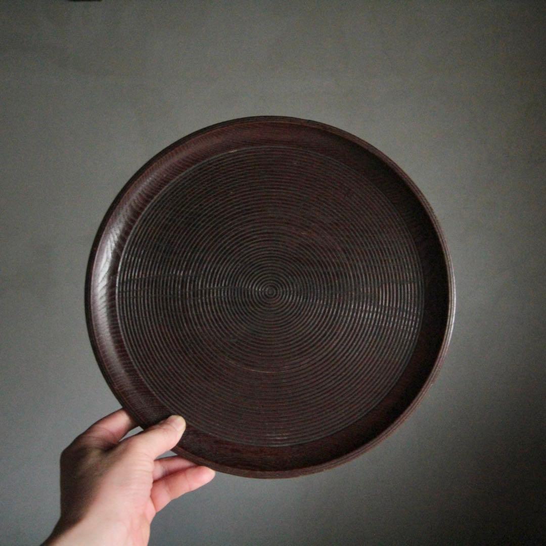 千筋 独楽文 盆 古道具 アンティーク 千筋段文 酒器盆